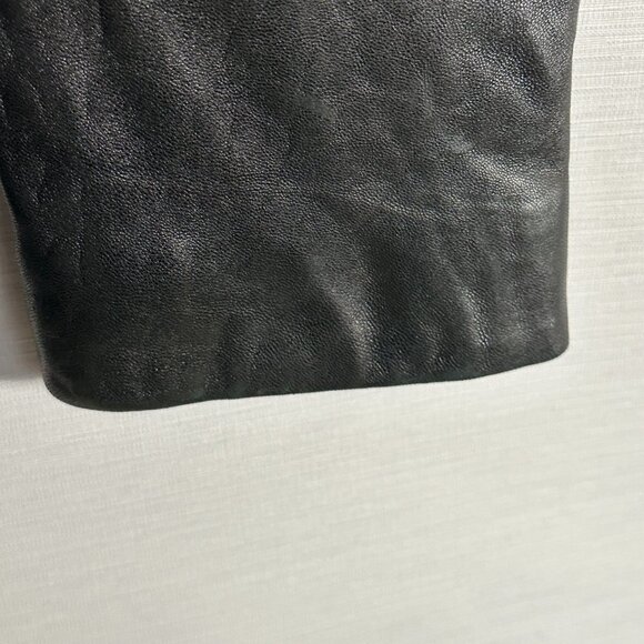 Kenneth Cole Jacket Womens Medium Black Leather Button Up Patch Pockets Lined - Picture 5 of 8